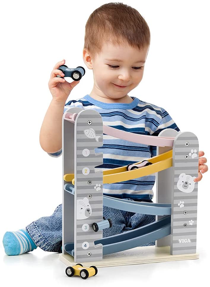 The Original Toy Company PolarB Viga Wood Toy - Car Slider Playset