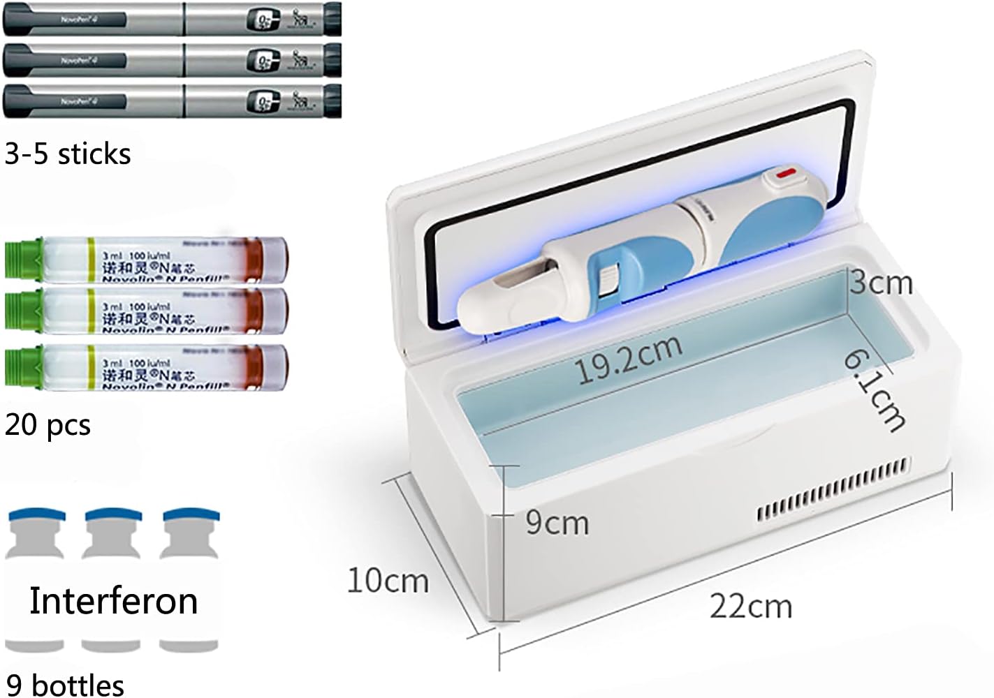 Fridges Insulin Cooler Refrigerated Box, Portable Insulin Cooling Case, Mini 2-8℃ Constant Tempera