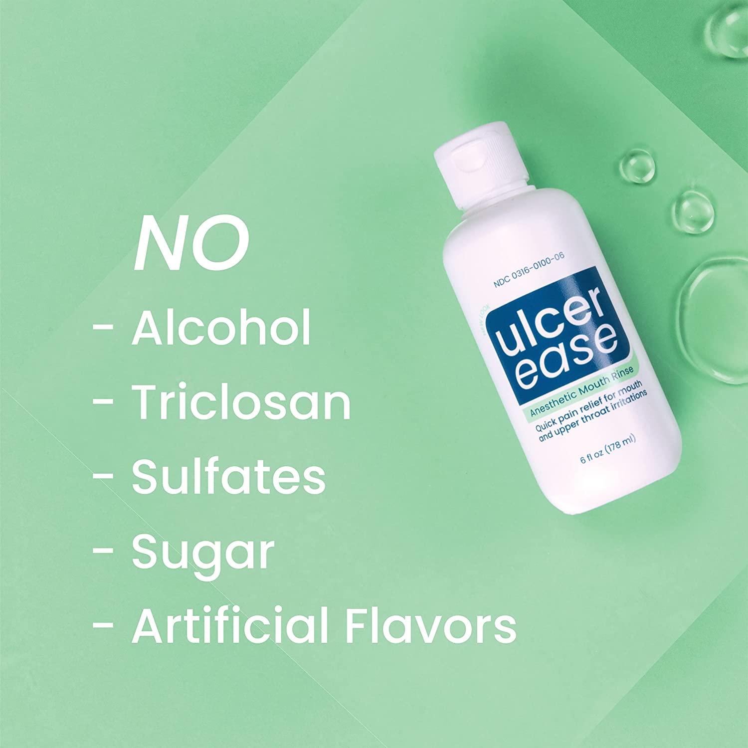 UlcerEase Anesthetic Mouth Rinse, Bottle, Updated Packaging, 6 Fl Oz