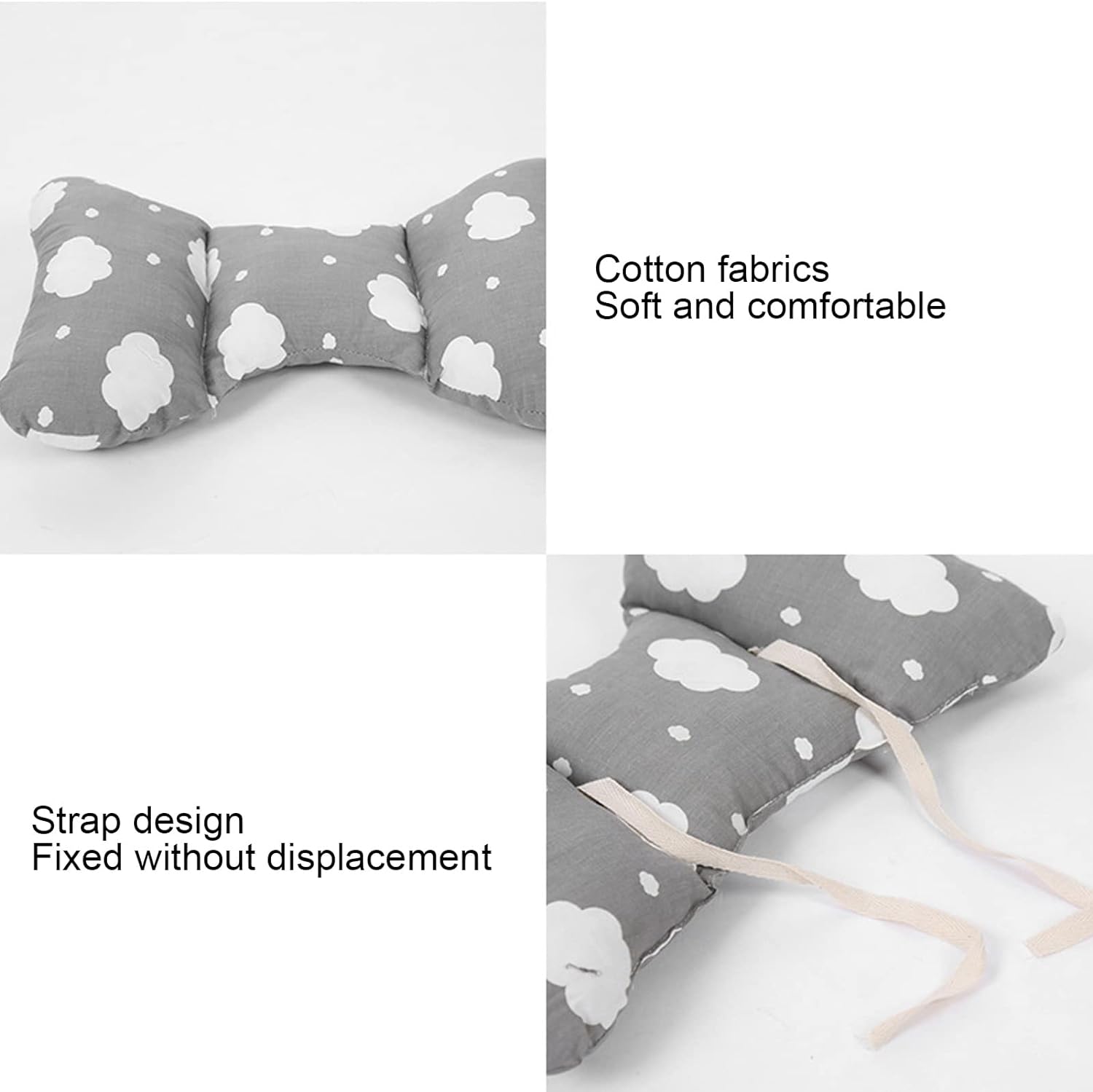 Baby Pillow, Neck Protector Cotton Baby Pillow Environmentally Friendly for Baby(\xe3\x80\x90White C