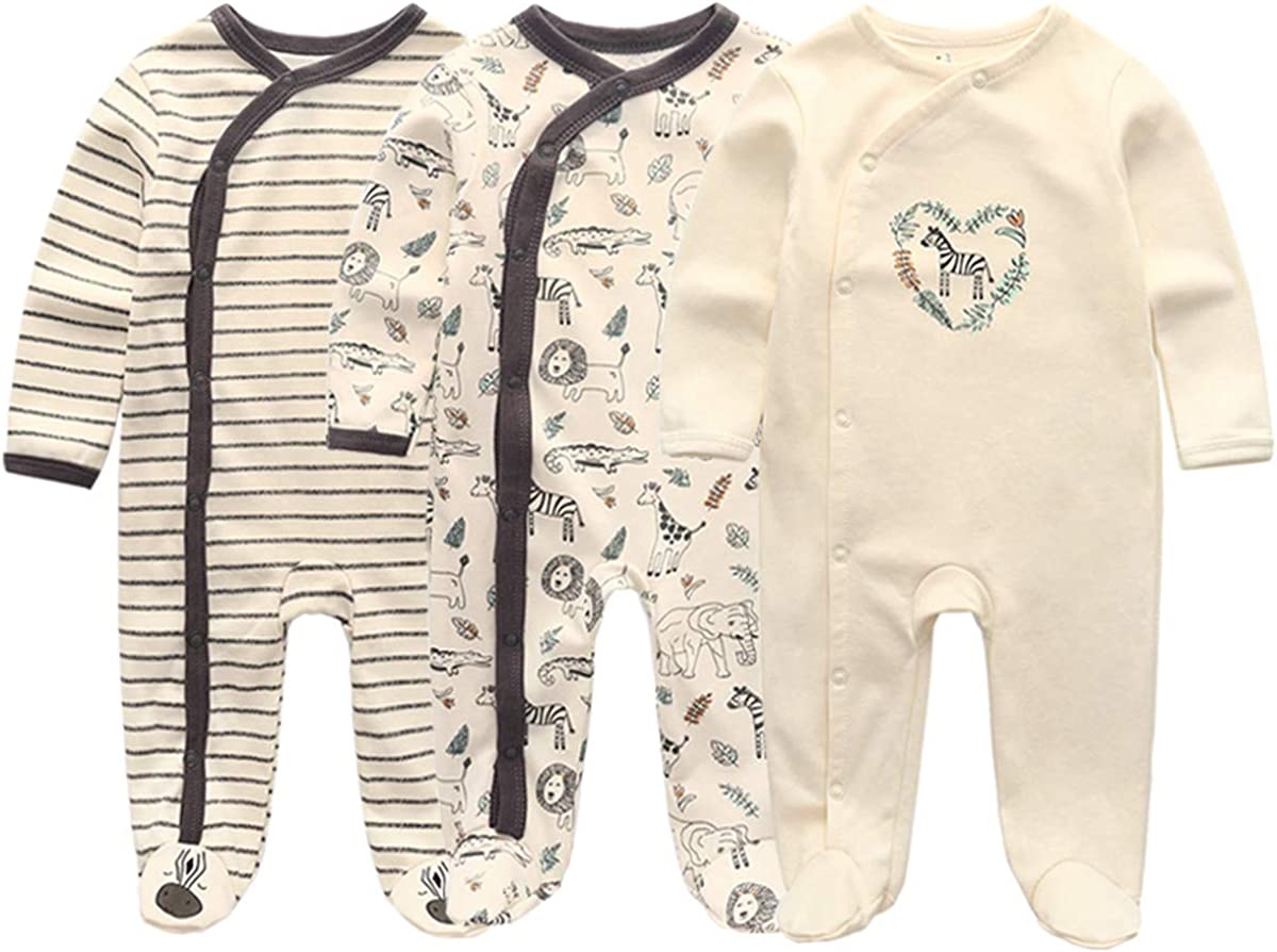Kiddiezoom Baby and Toddler Boys'Snug Fit Footed Cotton Pajamas