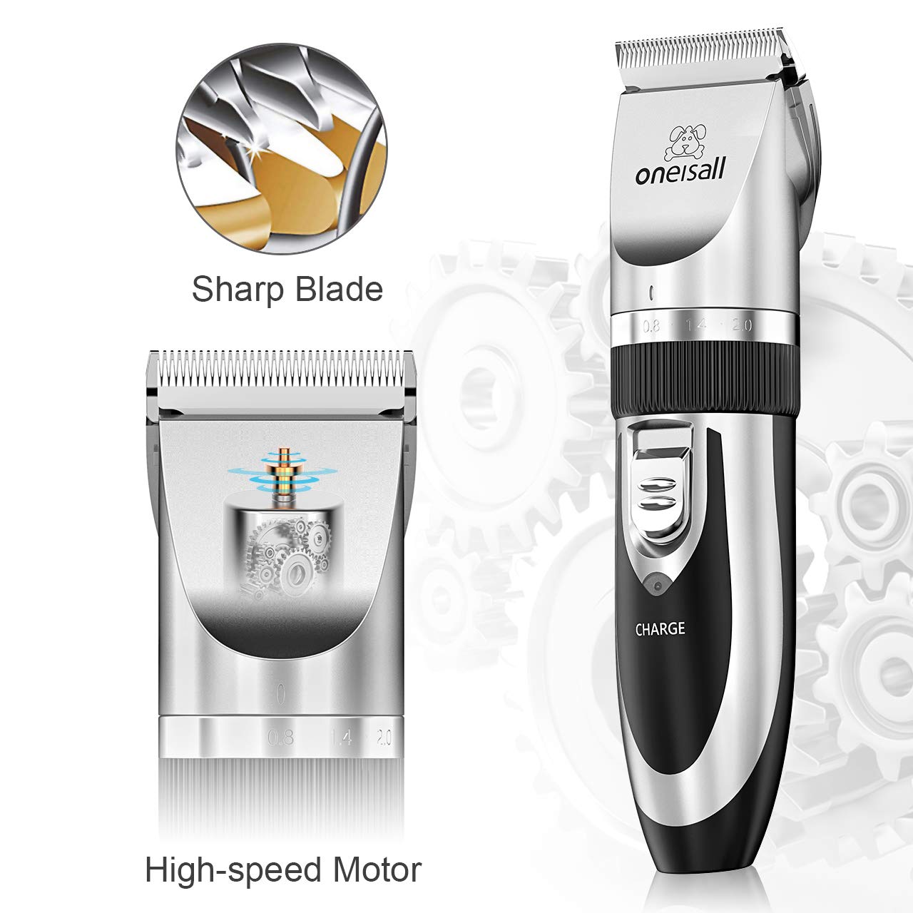 oneisall Dog Shaver Clippers Low Noise Rechargeable Cordless Electric Quiet Hair Clippers Set for Do