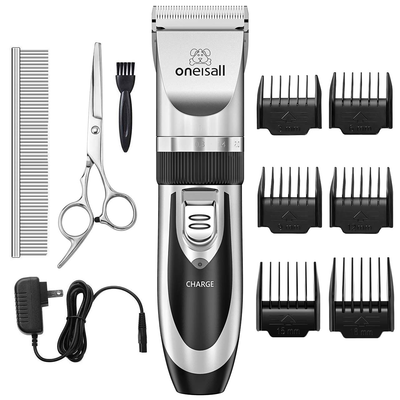 oneisall Dog Shaver Clippers Low Noise Rechargeable Cordless Electric Quiet Hair Clippers Set for Do
