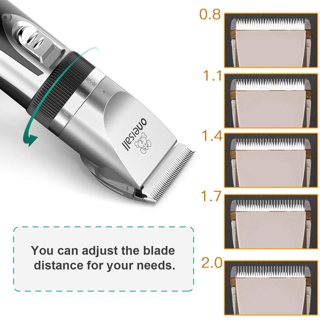 oneisall Dog Shaver Clippers Low Noise Rechargeable Cordless Electric Quiet Hair Clippers Set for Do