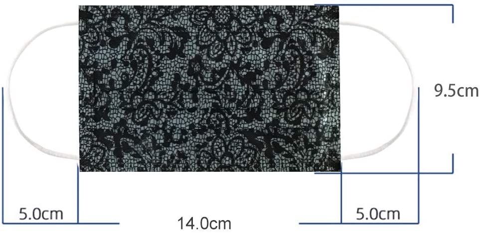 【in Stock】3 Ply Non-Woven Facial Bandana Once Lace Print Mouth Bandana Breathable for Adult