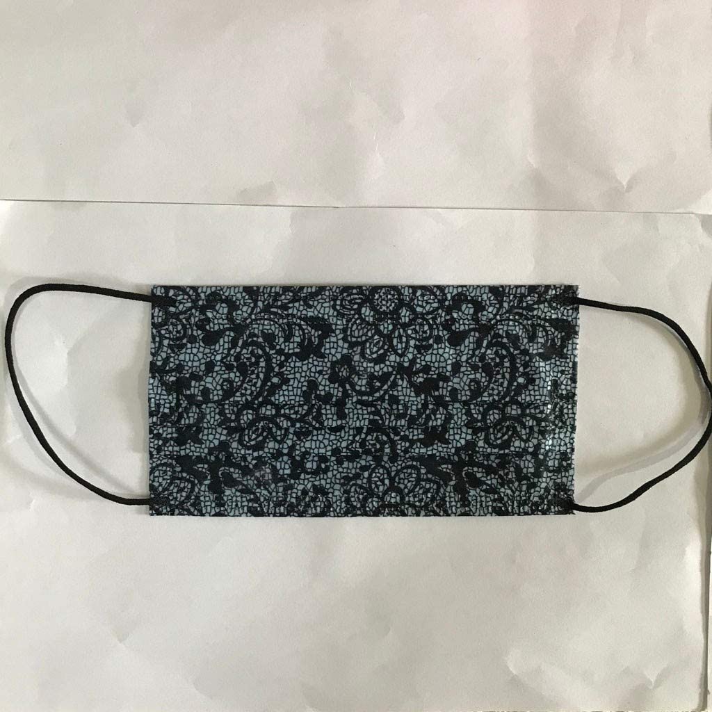 【in Stock】3 Ply Non-Woven Facial Bandana Once Lace Print Mouth Bandana Breathable for Adult