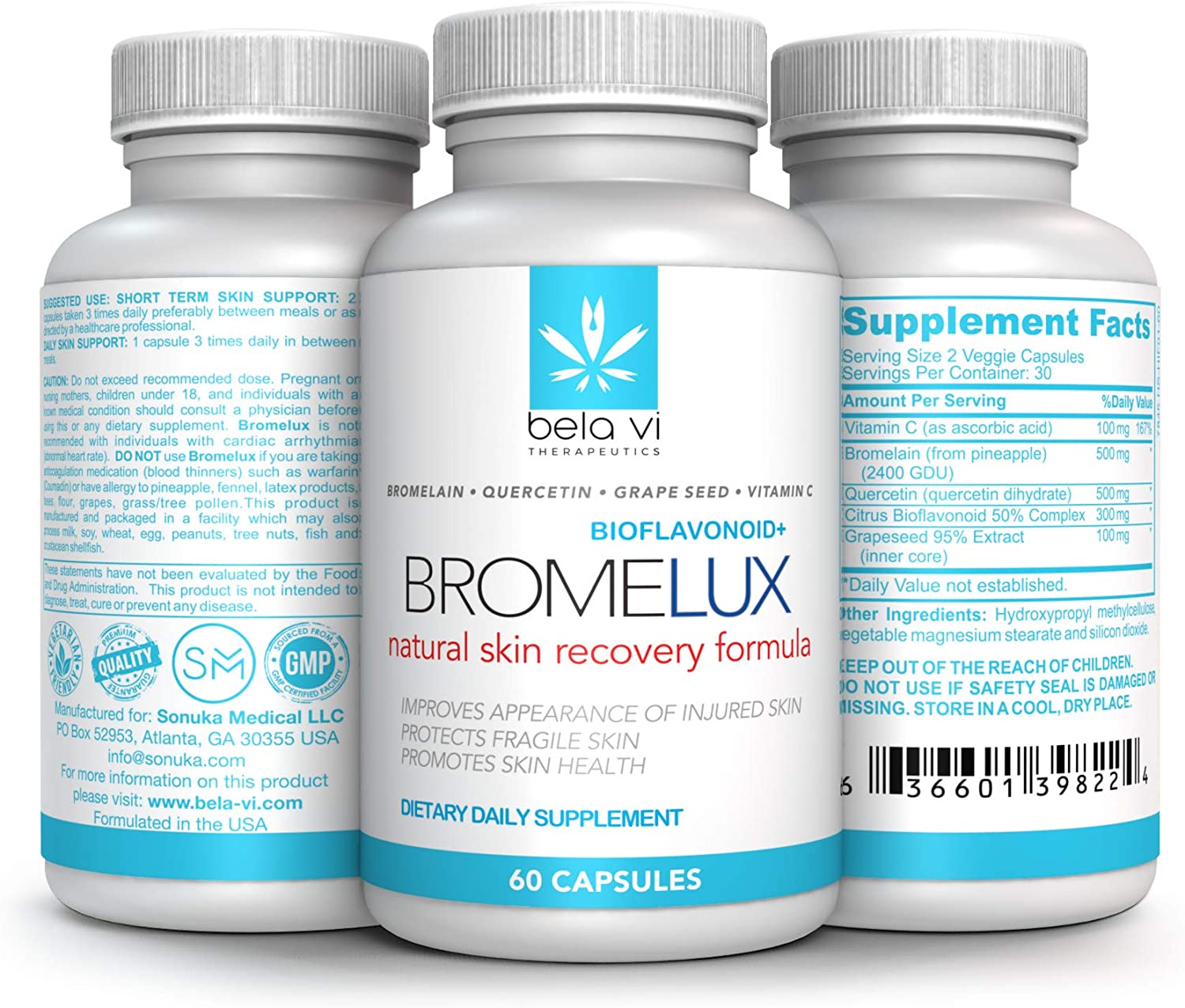 BROMELUX AntiBruising Supplement I Bromelain & Quercetin Complex Swelling & Bruise Relief