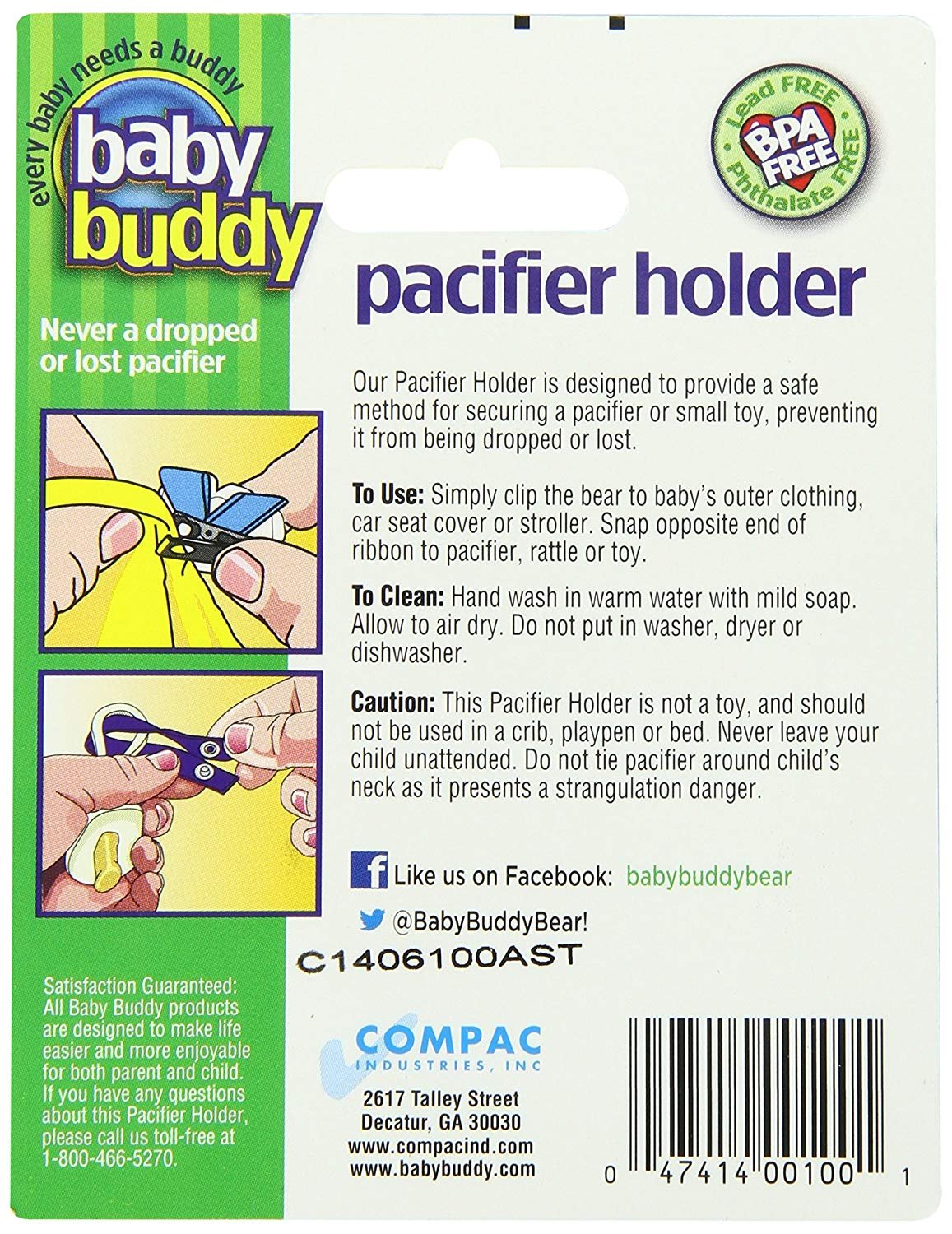 Baby Buddy 2 Piece Unisex Pacifier Holder Clip, Yellow/Light Blue, 4 Months and Up