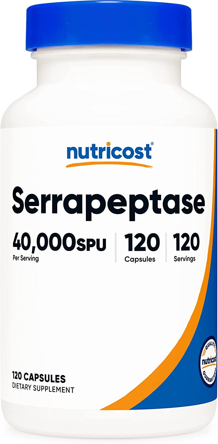 Nutricost Serrapeptase 40,000 SPU, 120 Capsules - Gluten Free, Non-GMO, and Vegetarian Friendly