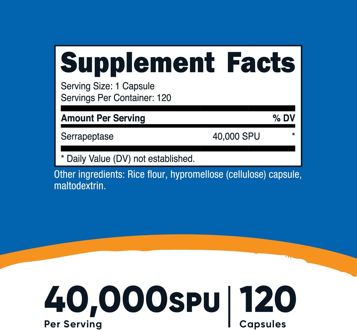 Nutricost Serrapeptase 40,000 SPU, 120 Capsules - Gluten Free, Non-GMO, and Vegetarian Friendly