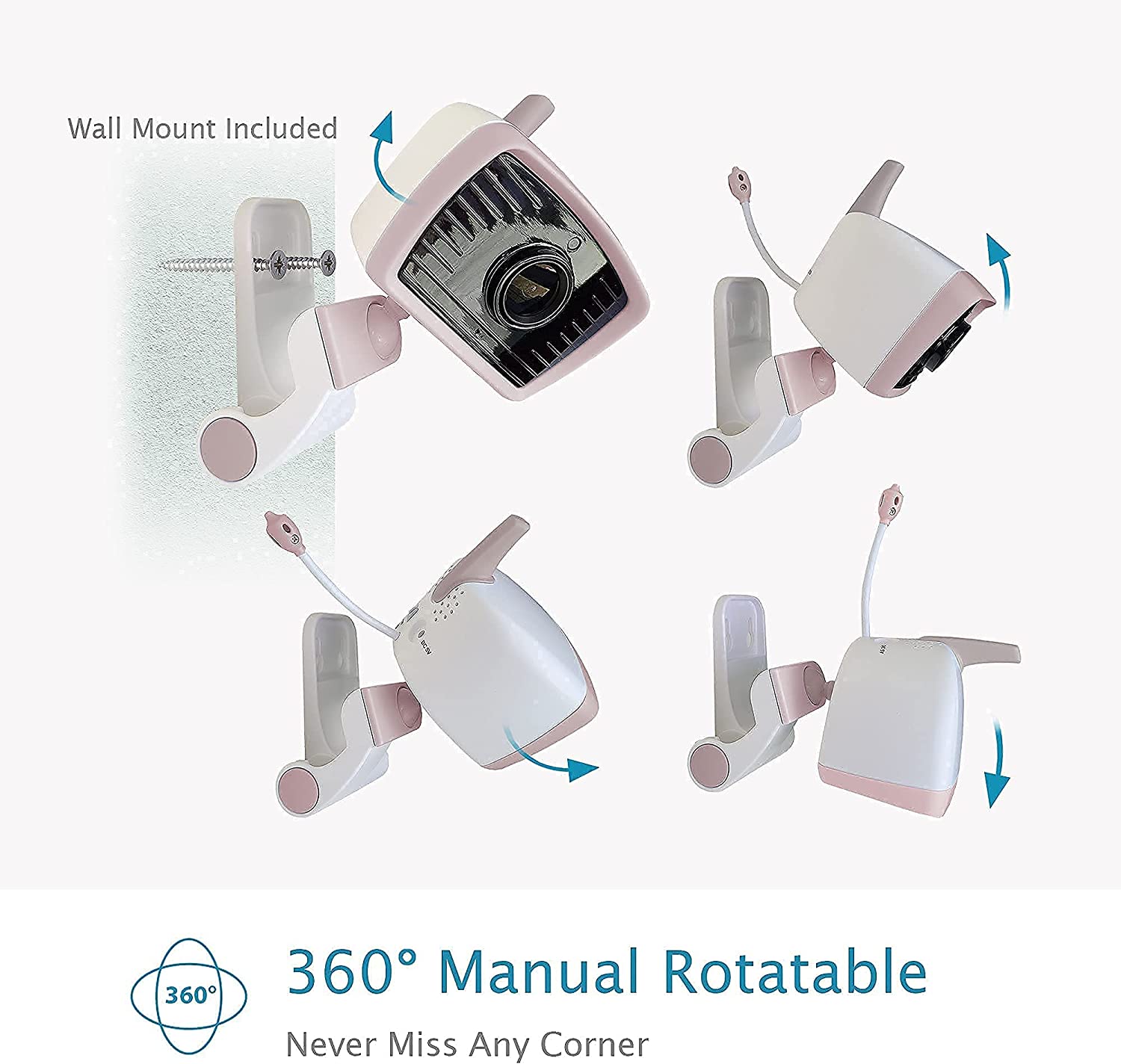 Moonybaby Long Range No WiFi Baby Monitor with 4 Cameras for 4 Rooms, Trust 50s