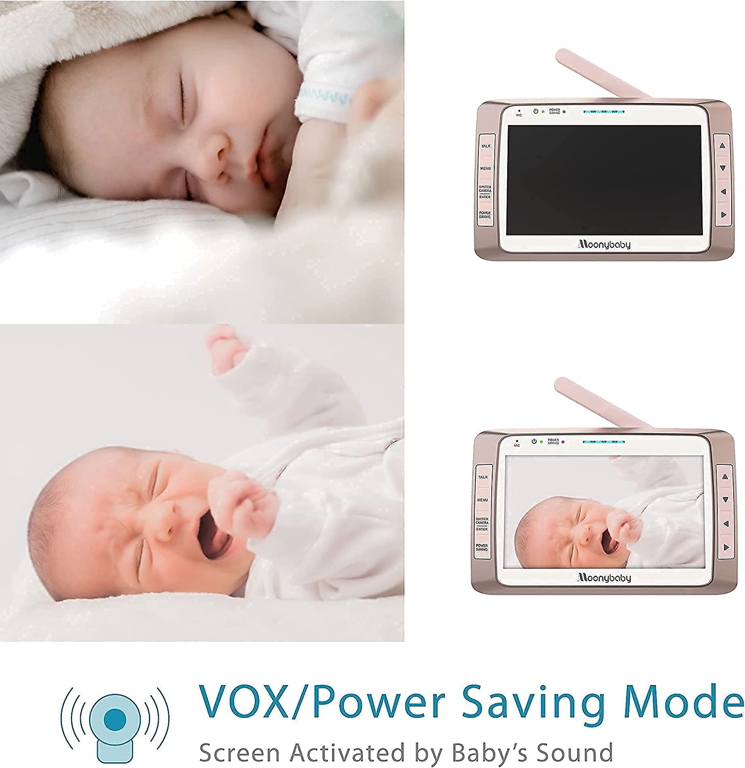 Moonybaby Long Range No WiFi Baby Monitor with 4 Cameras for 4 Rooms, Trust 50s