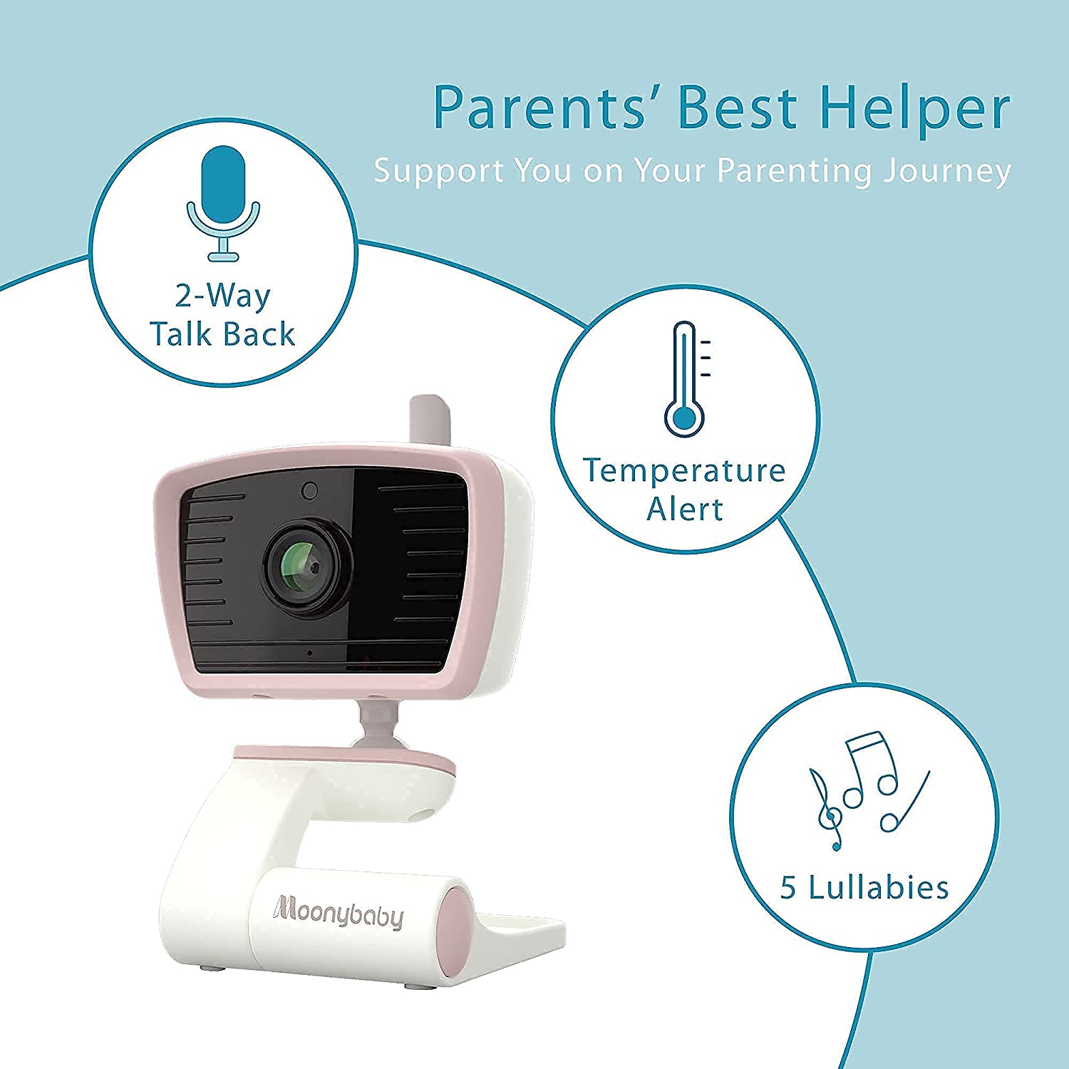 Moonybaby Long Range No WiFi Baby Monitor with 4 Cameras for 4 Rooms, Trust 50s