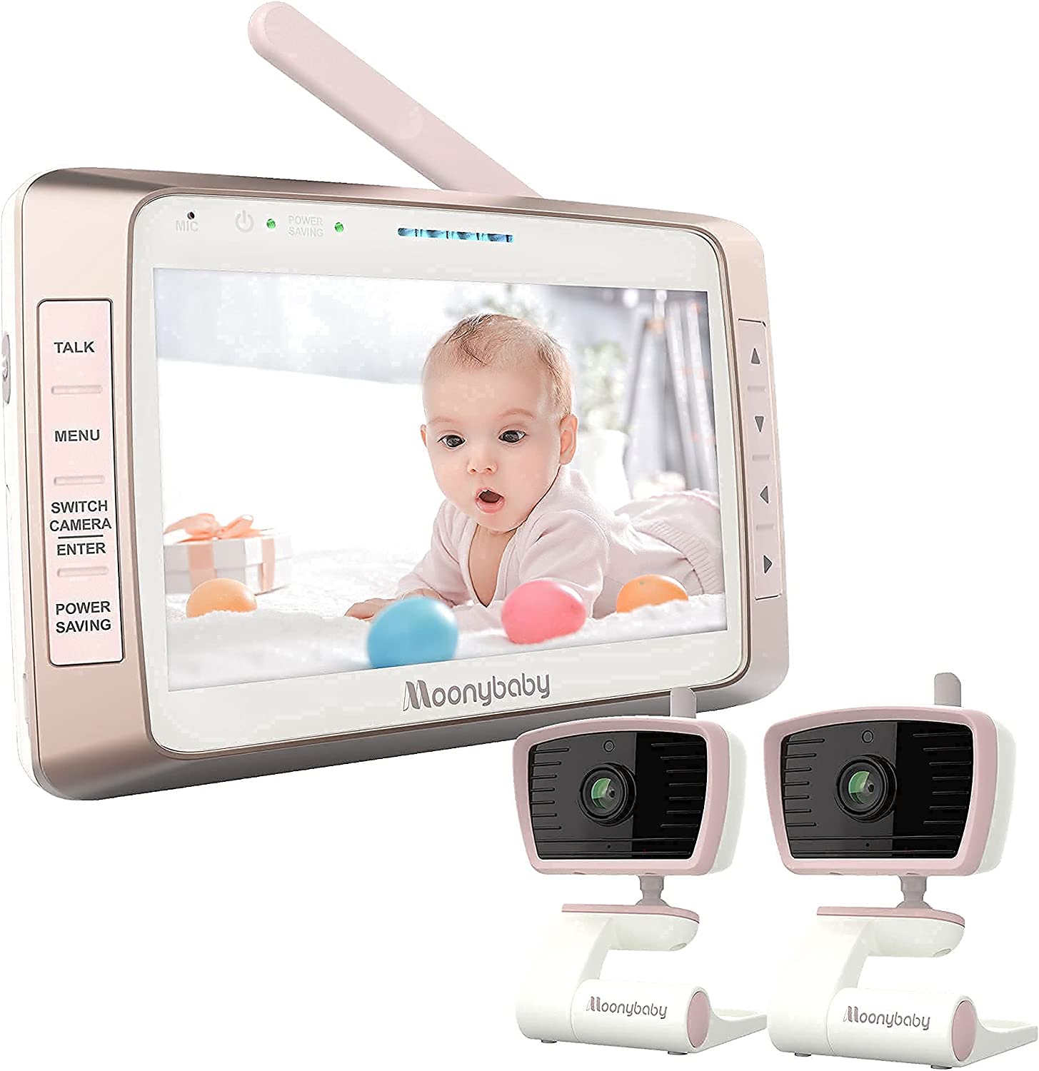 Moonybaby Long Range No WiFi Baby Monitor with 4 Cameras for 4 Rooms, Trust 50s