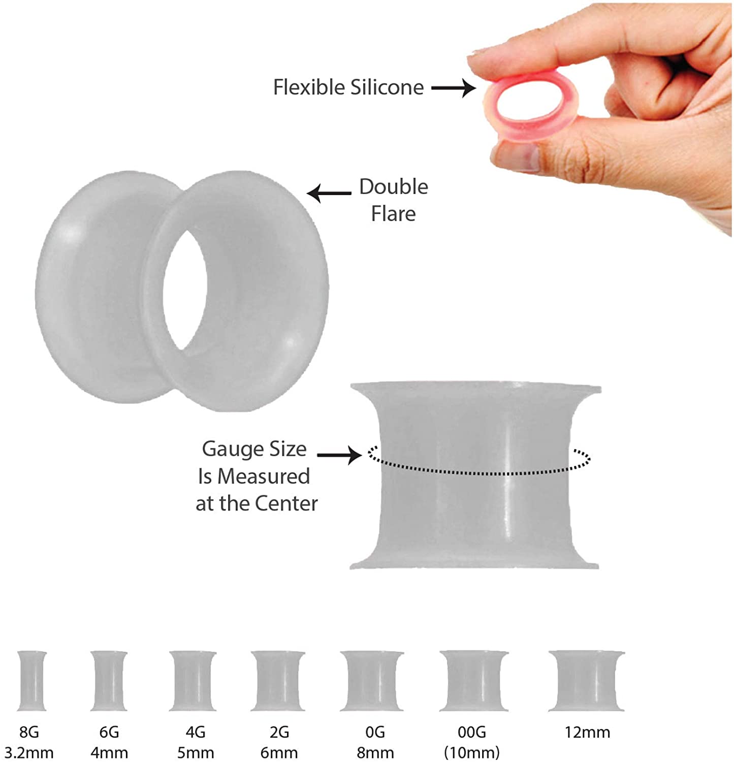 BodyJ4You 50PC Gauges Kit Ear Stretching Aftercare Jojoba Oil Wax 14G-12MM Tunnel Plug Taper Set