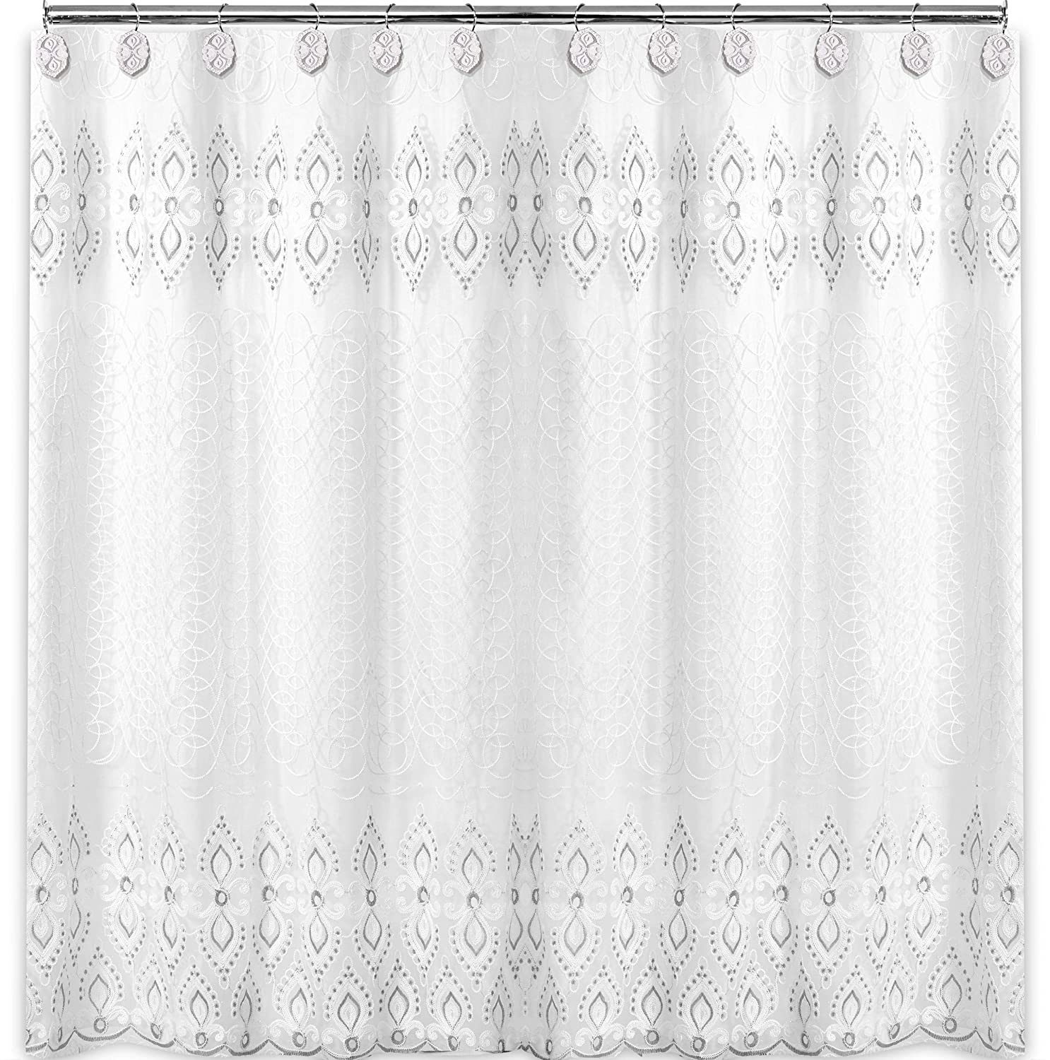 Popular Bath Monaco, Shower Curtain, White