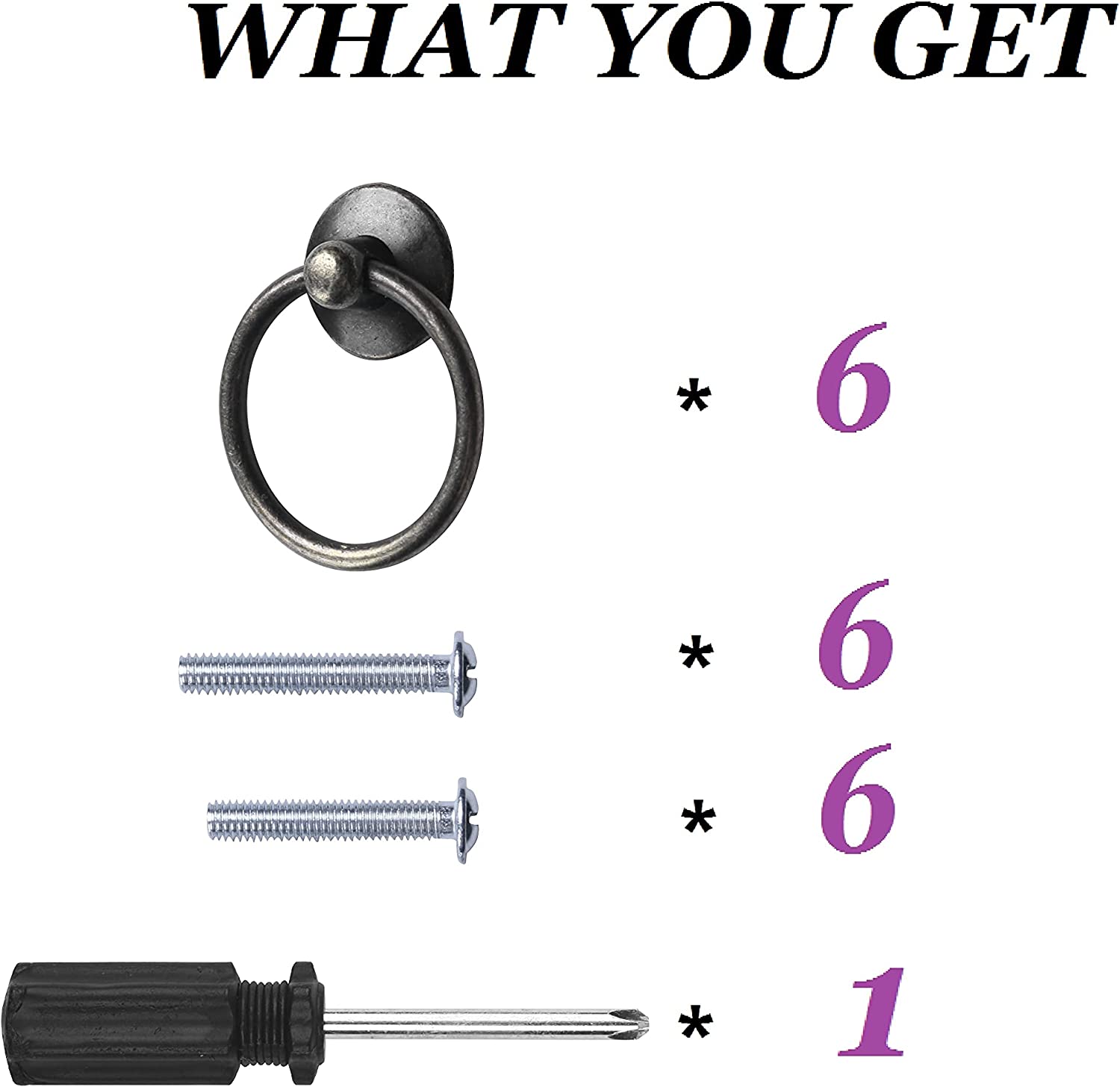 Metal Ring Drawer Pull Handles, Furniture Solid Hardware Ring Pull Knobs, Antique Handles Perfect fo