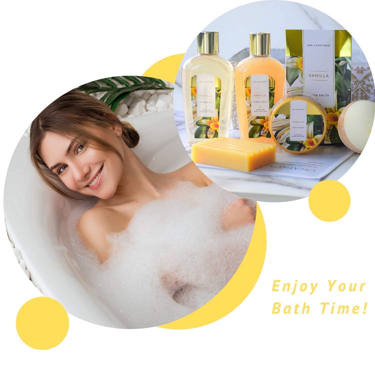 Spa Luxetique Bath Gift Set, Bath and Body Gift Set with Shower Gel, Body Lotion, Bubble Bath, Best