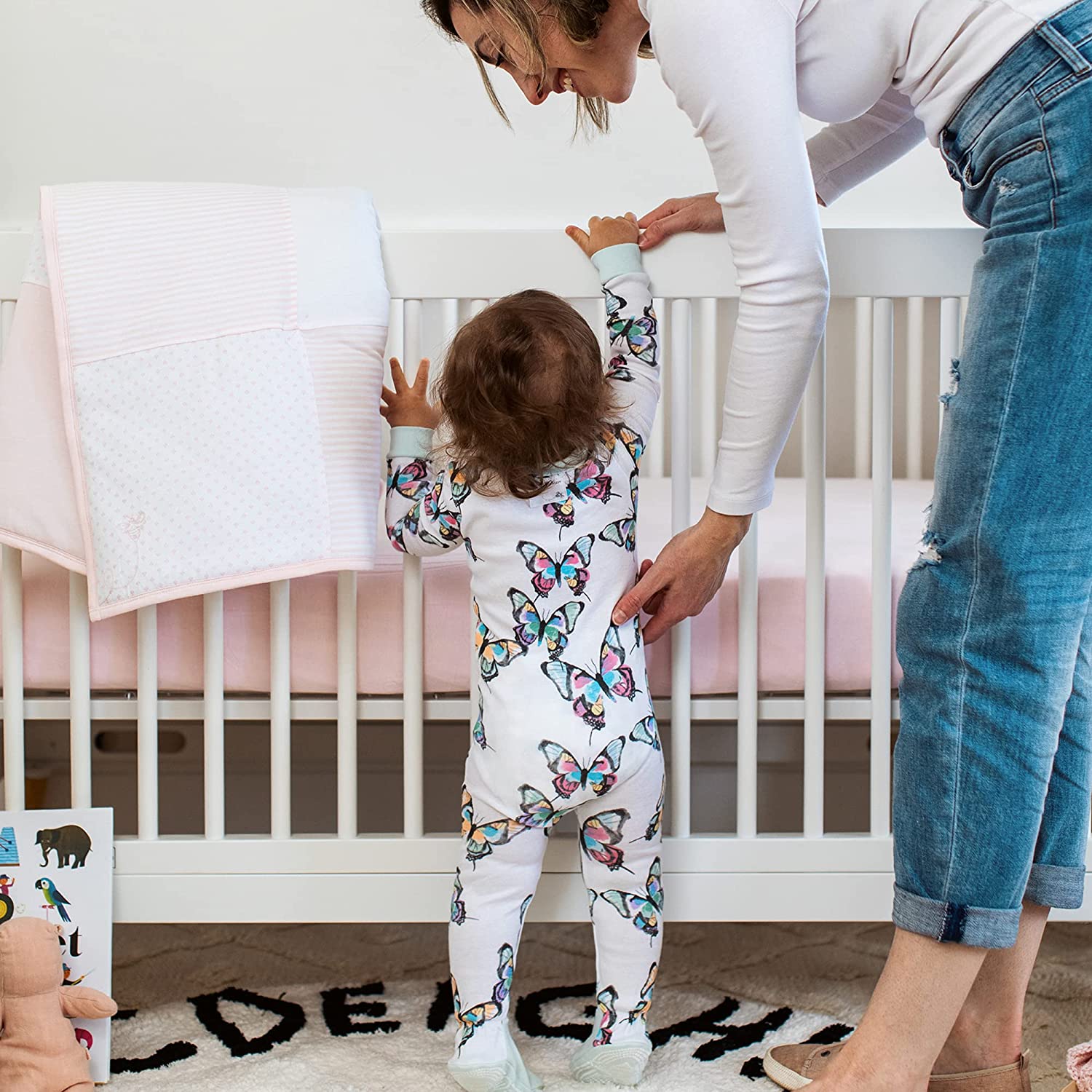 Burt's Bees Baby - Solid Fitted Crib Sheet, 100% Organic Crib Sheet for Standard Crib and Toddler Ma