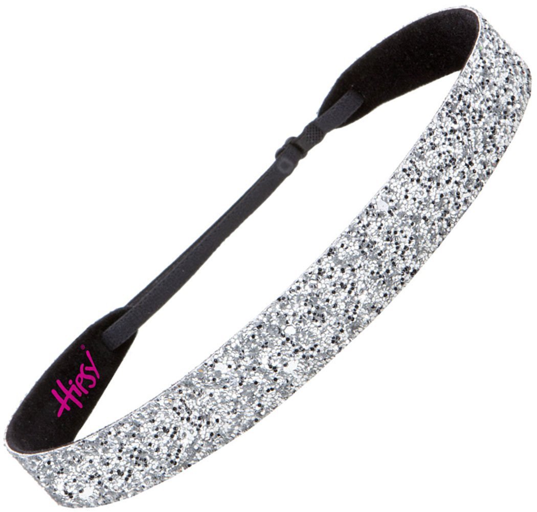 Hipsy Adjustable Non Slip Fashion Wide Bling Glitter Headbands for Women Girls & Teens 2-Pack (Black