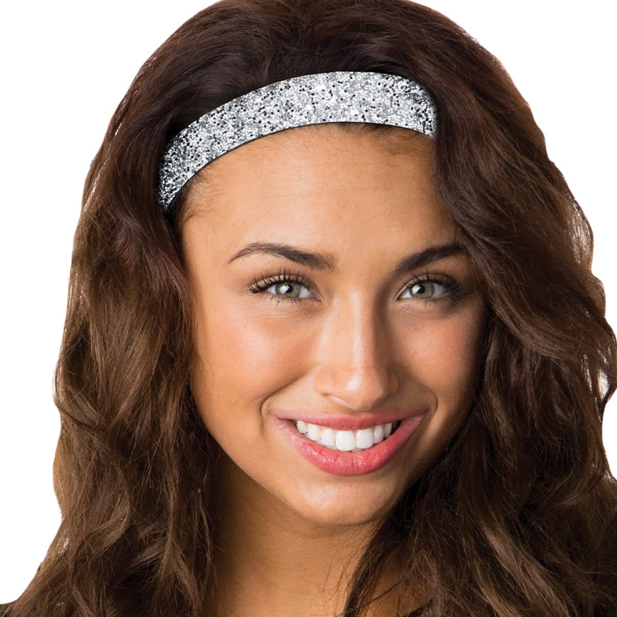 Hipsy Adjustable Non Slip Fashion Wide Bling Glitter Headbands for Women Girls & Teens 2-Pack (Black