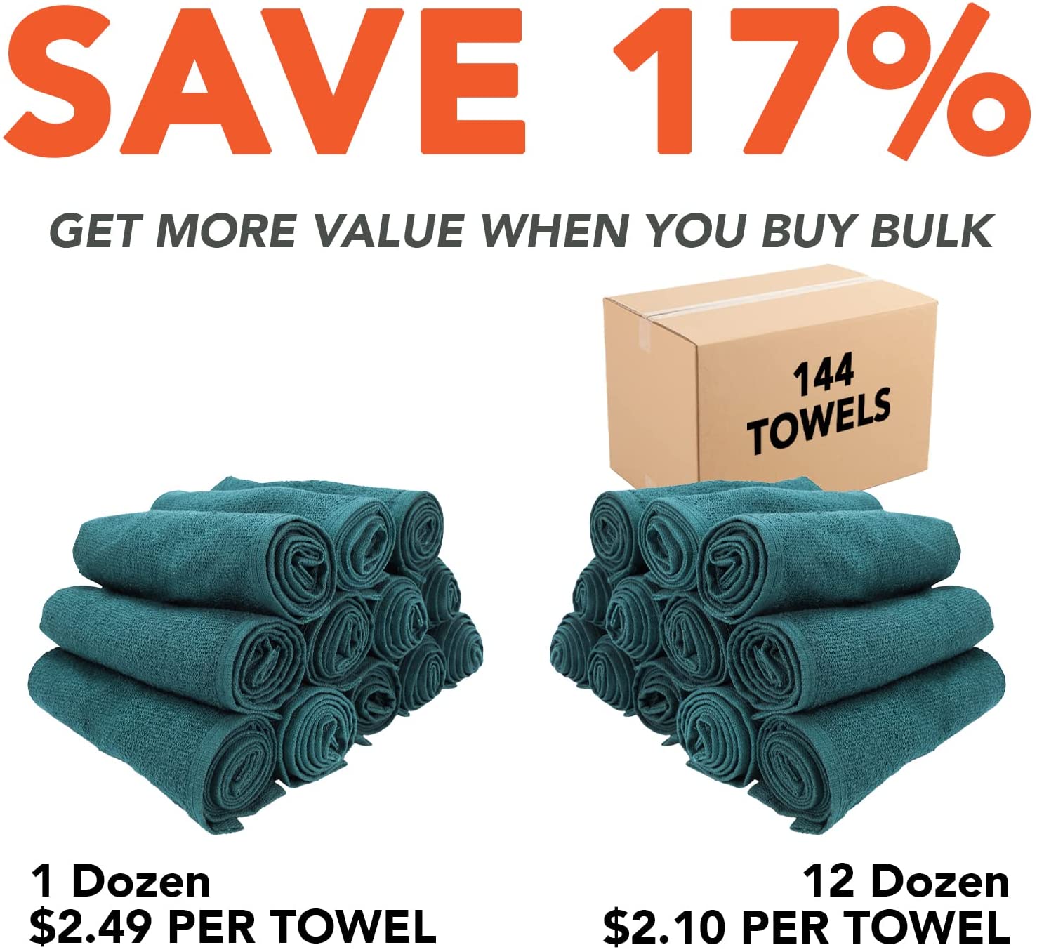 Arkwright LLC Bleach Safe Salon Towels Pack of 12 (16x28 inch, Hunter Green) - 100% Cotton Bleach Pr