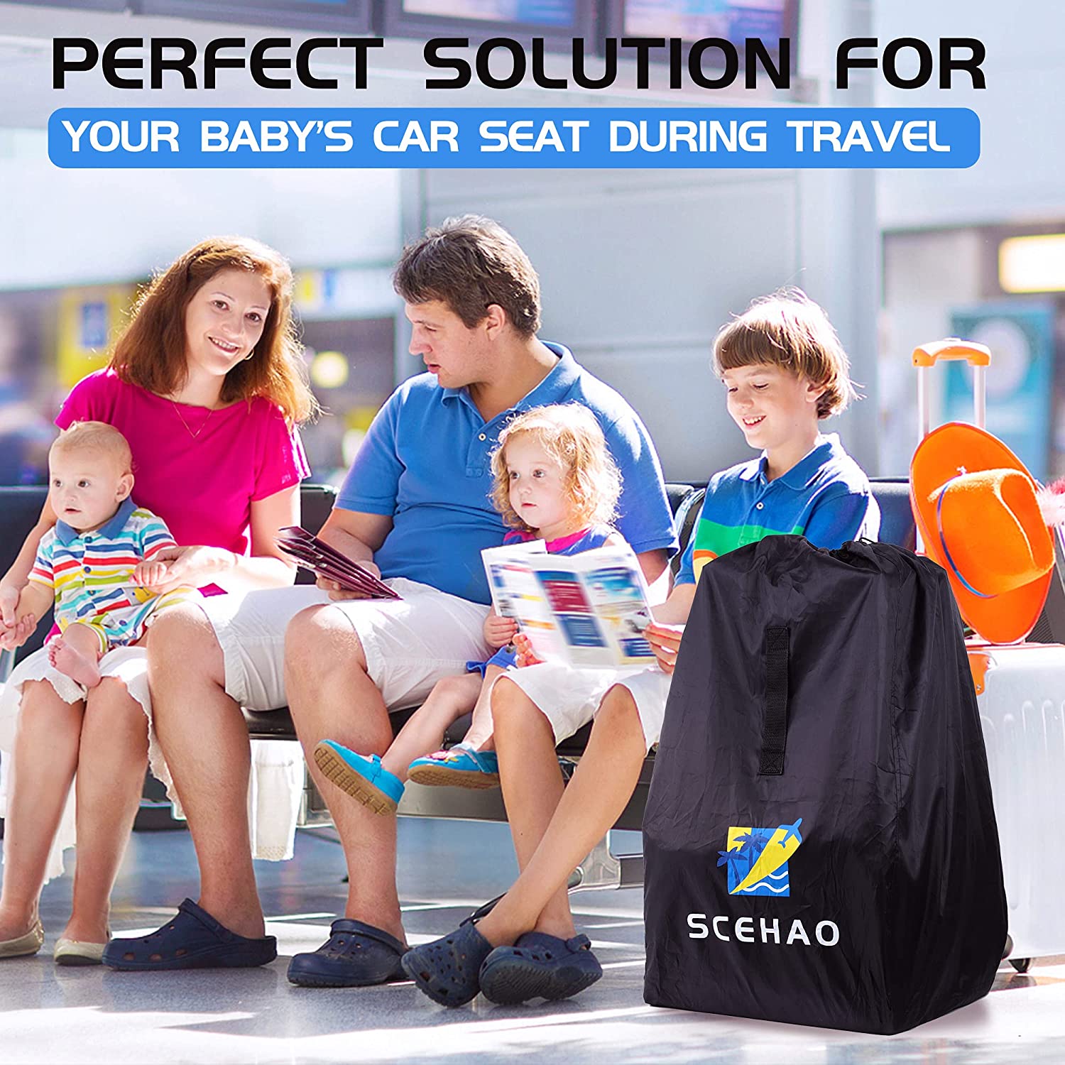 SCEHAO Car Seat Travel Bag for Airplane,Car Seat Bags for Air Travel,Suitable for Booster Seats, Con