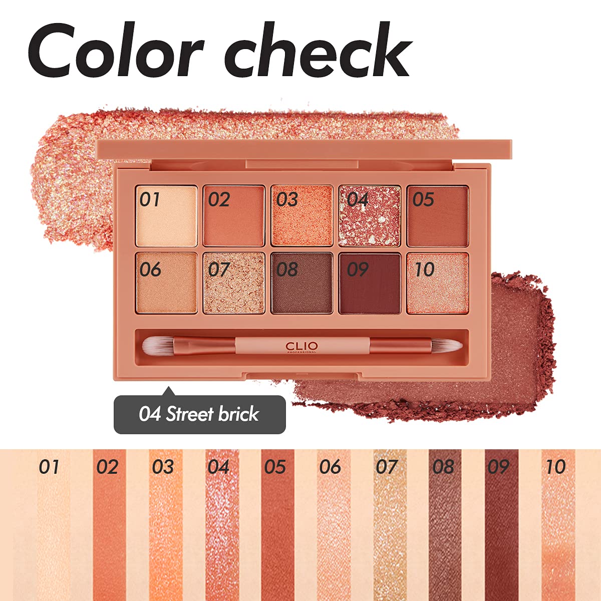 CLIO Pro Eye Shadow Palette | Matte, Shimmer, Glitter, Pearls, Highly Pigments, Long-Wearing | Stree