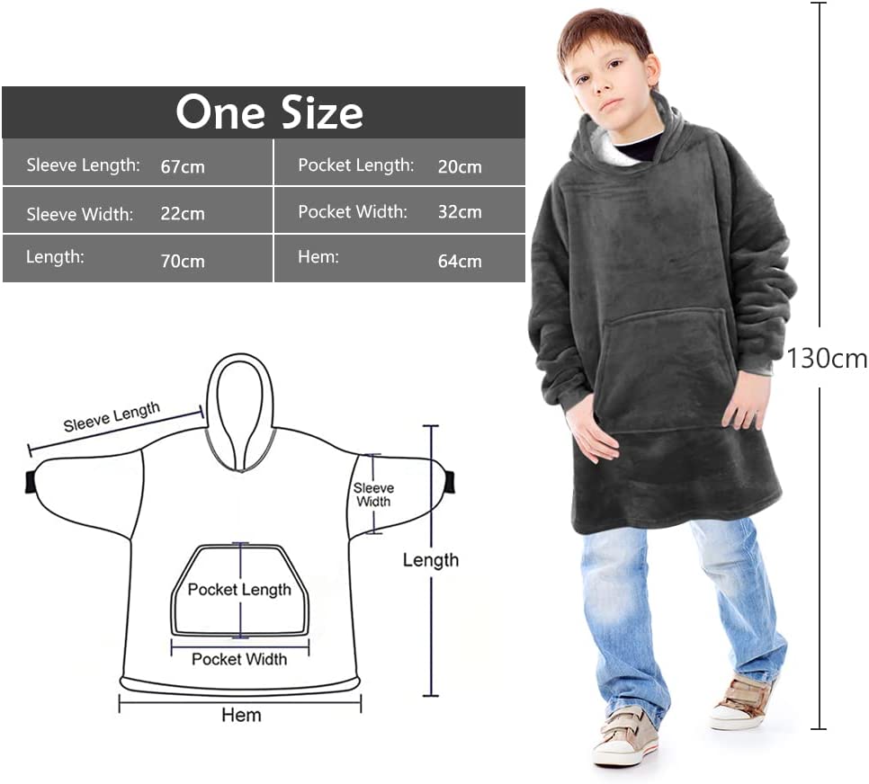 Sunyana Wearable Oversized Blanket Sweatshirt with Deep Pocket and Elastic Sleeve, Warm Fleece Sherp