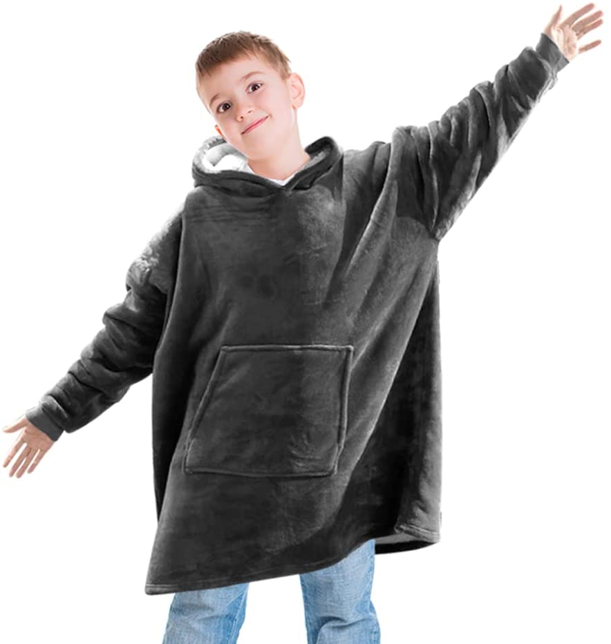 Sunyana Wearable Oversized Blanket Sweatshirt with Deep Pocket and Elastic Sleeve, Warm Fleece Sherp