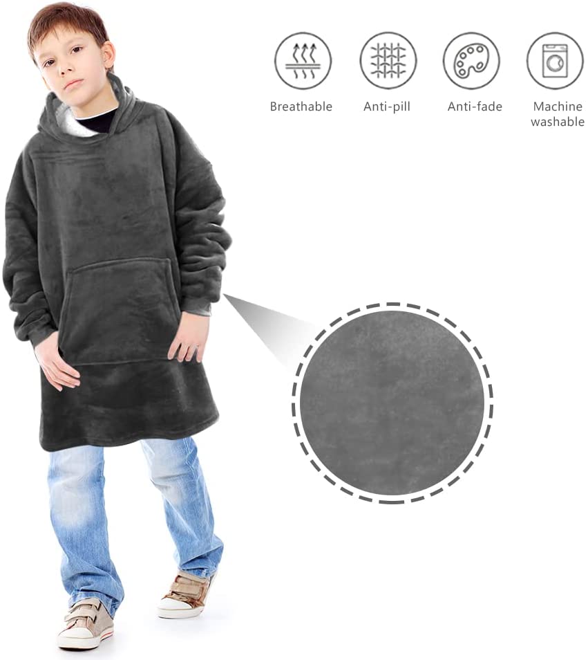 Sunyana Wearable Oversized Blanket Sweatshirt with Deep Pocket and Elastic Sleeve, Warm Fleece Sherp