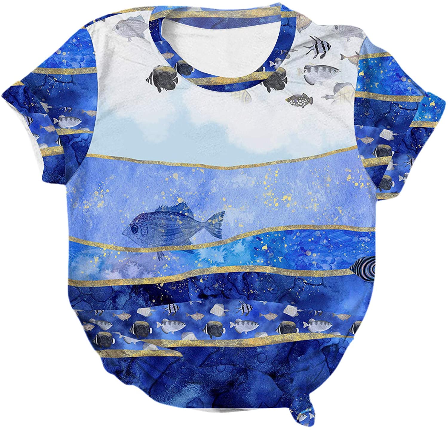 Dosoop Womens Novelty Sea Whale Dolphin Printed Animal Graphic T Shirt Short Sleeve Crewneck Tees To