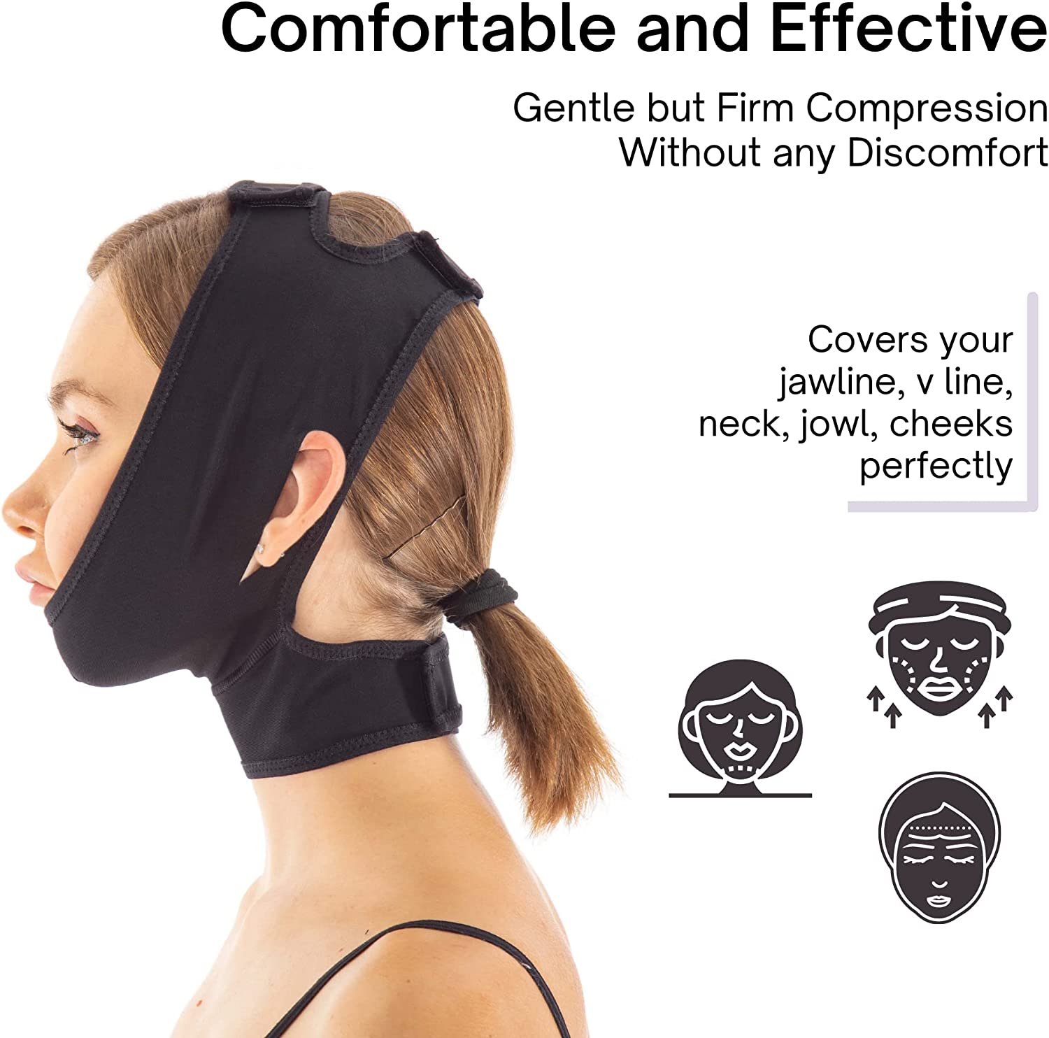 Chin Compression Garment, Chin Strap Band Face Lift, Chin Lift Band, Neck Cover Face Compression (M,