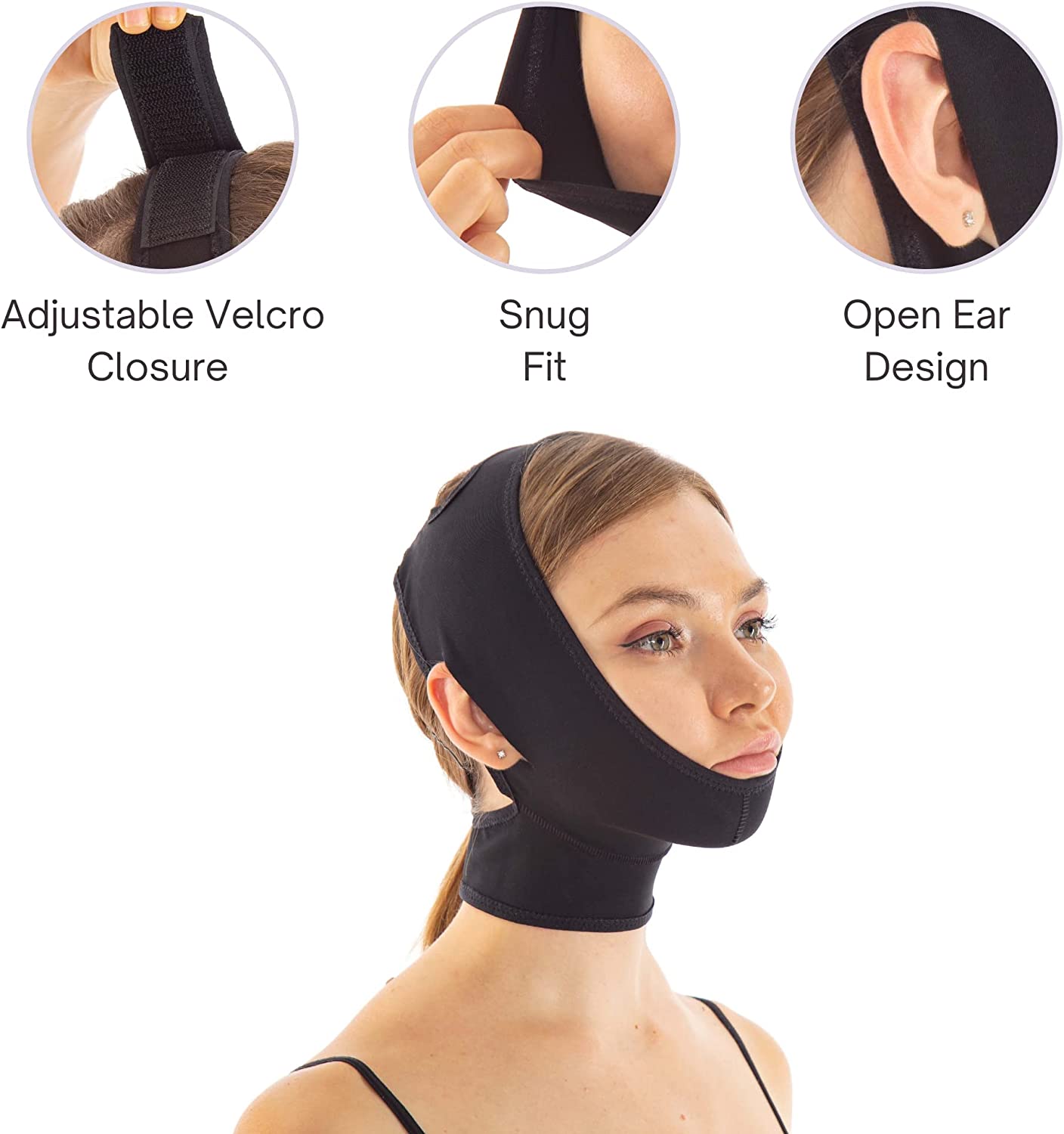 Chin Compression Garment, Chin Strap Band Face Lift, Chin Lift Band, Neck Cover Face Compression (M,