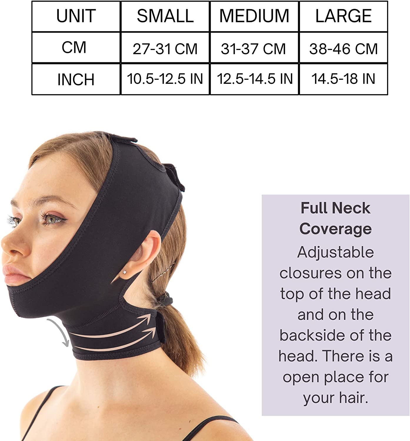 Chin Compression Garment, Chin Strap Band Face Lift, Chin Lift Band, Neck Cover Face Compression (M,