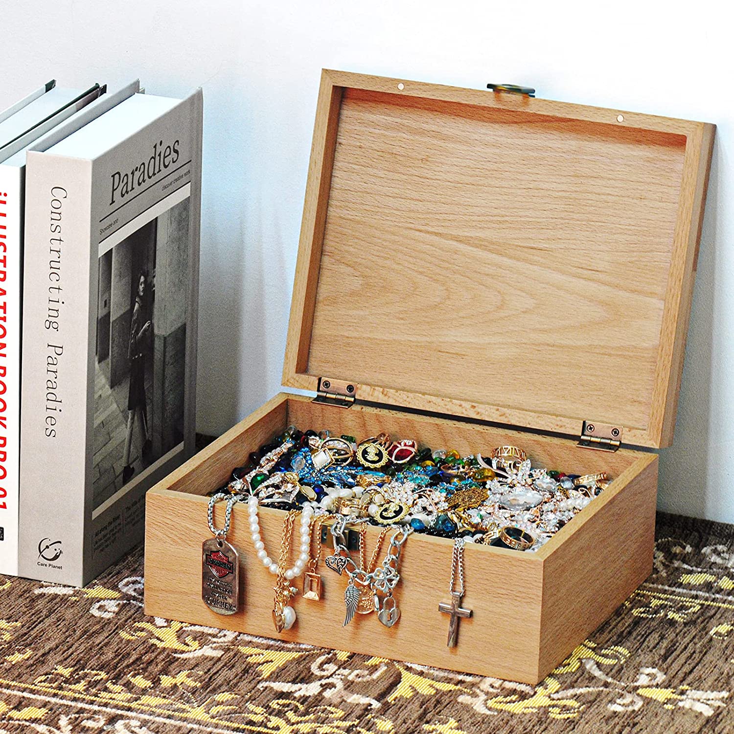 EXISTING Happy Birthday Wooden Memory Keepsake Box, Decorative Storage Box with Hinged Lid, Large Wo