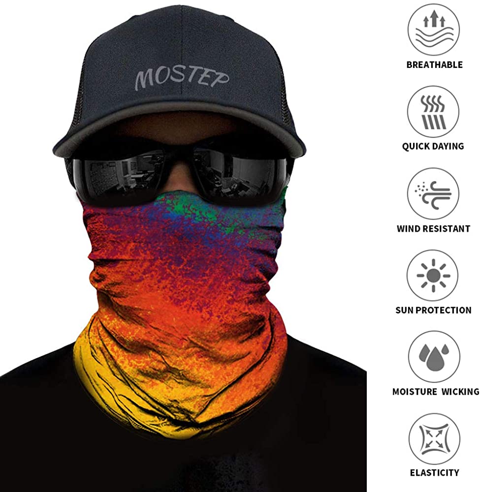 Neck Gaiter, Magic Headband Sport Headwear Elastic Face Mask Bandana Scarf UV Resistence Balaclava, 