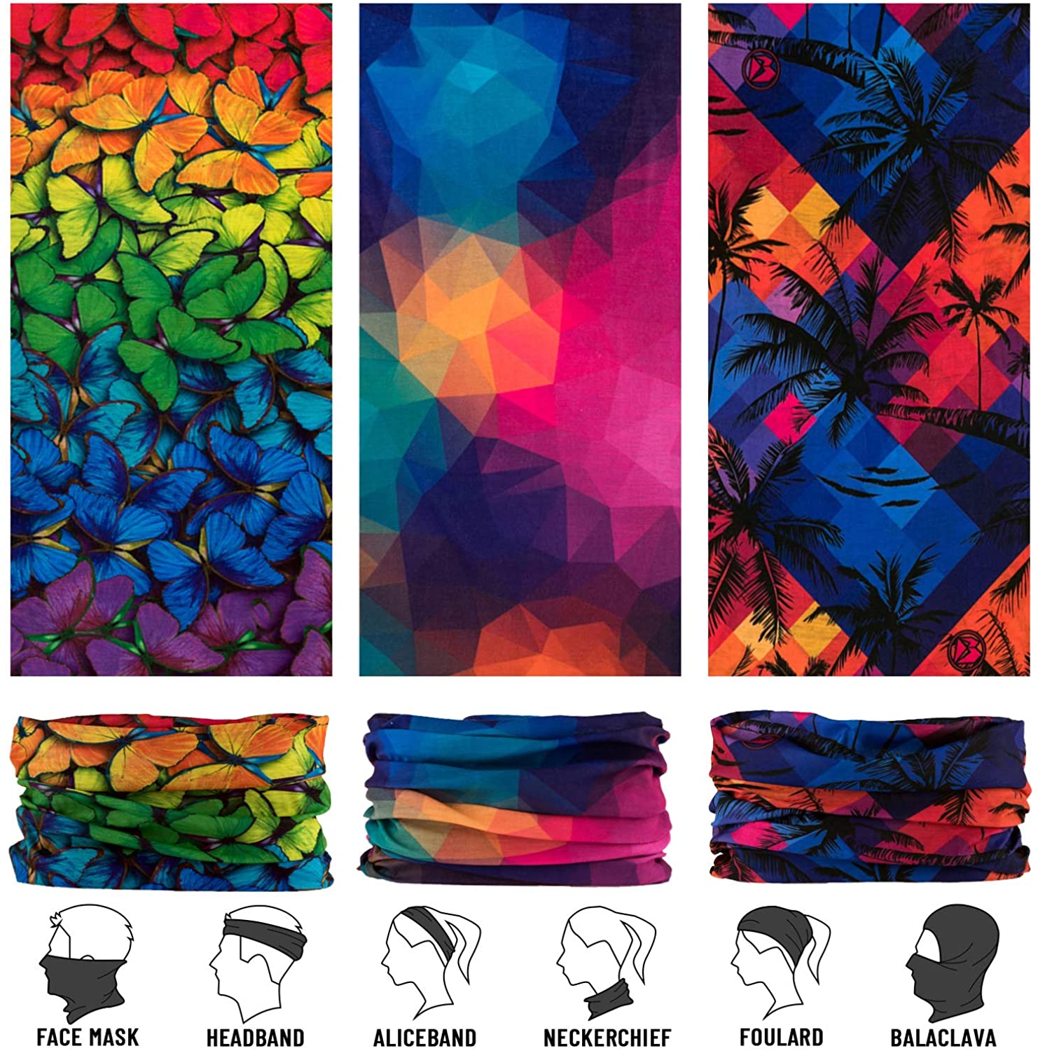 Neck Gaiter, Magic Headband Sport Headwear Elastic Face Mask Bandana Scarf UV Resistence Balaclava, 