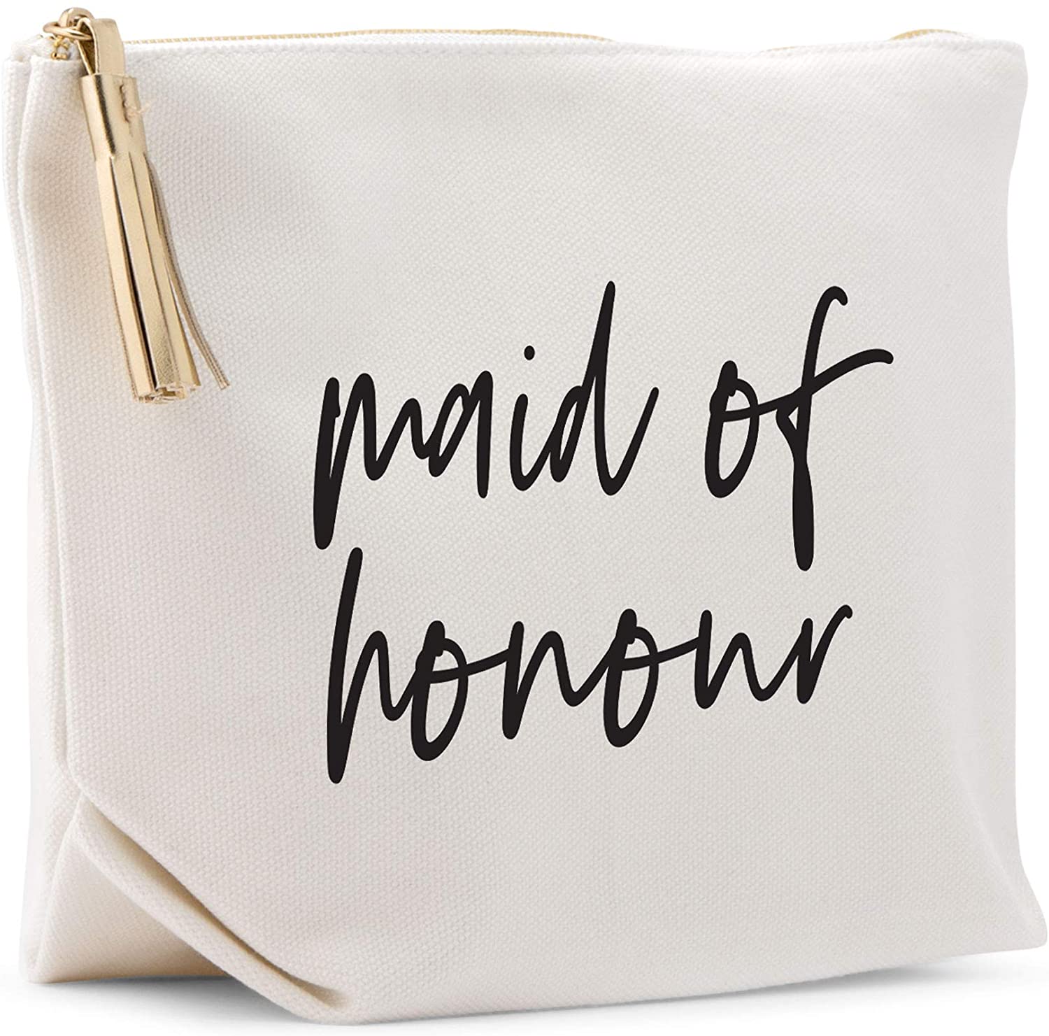 Weddingstar Large Personalized Canvas Makeup Bag - Maid of Honour Script Pastel Pink