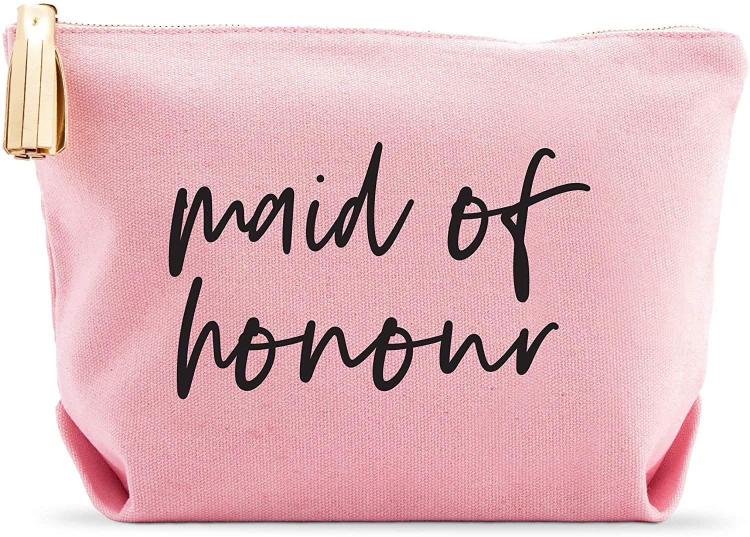 Weddingstar Large Personalized Canvas Makeup Bag - Maid of Honour Script Pastel Pink