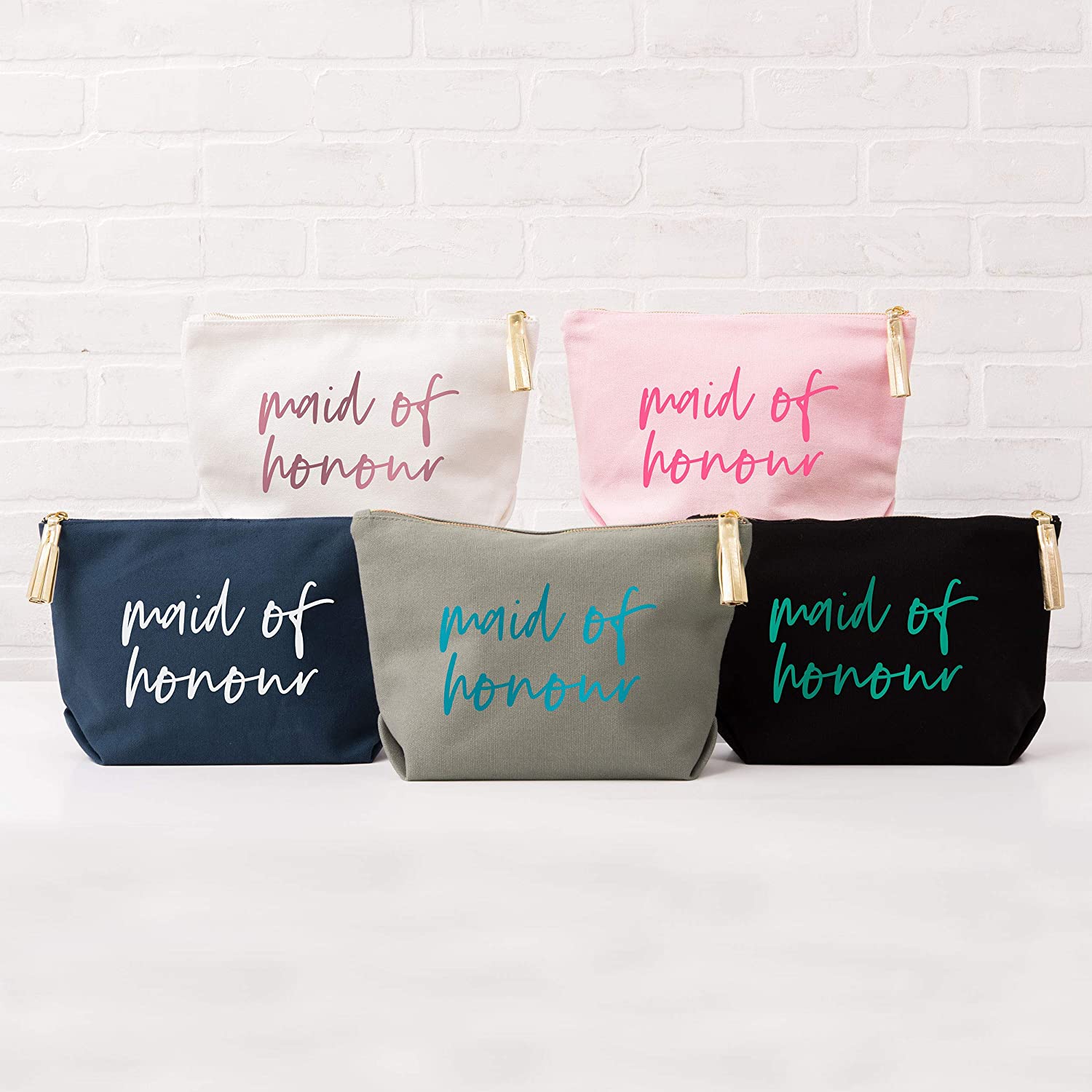 Weddingstar Large Personalized Canvas Makeup Bag - Maid of Honour Script Pastel Pink