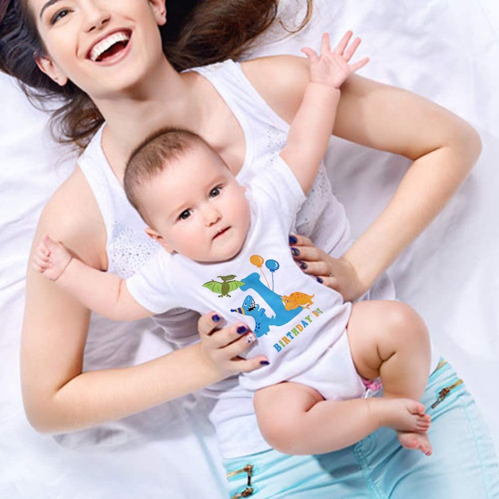 AMZTM 1st Birthday Party T Shirt - Dinosaur Birthday T-Shirt Tee