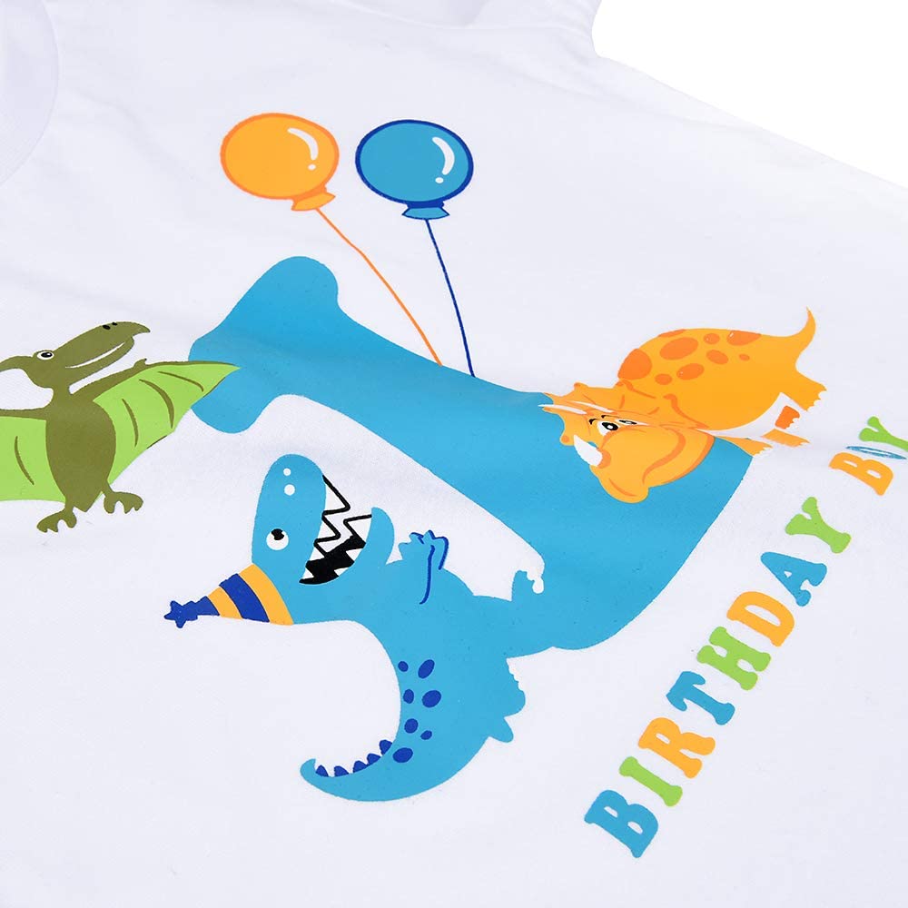 AMZTM 1st Birthday Party T Shirt - Dinosaur Birthday T-Shirt Tee