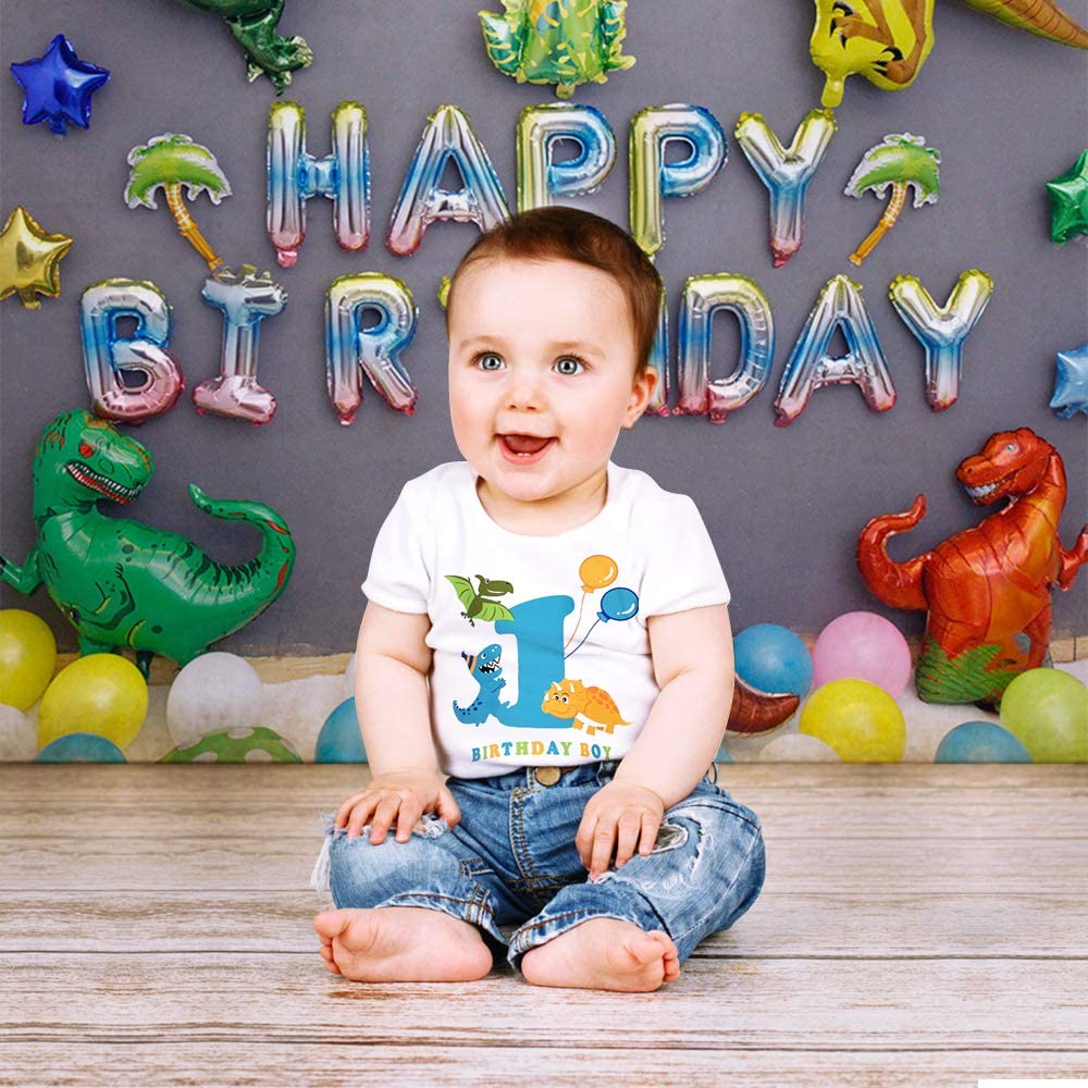 AMZTM 1st Birthday Party T Shirt - Dinosaur Birthday T-Shirt Tee
