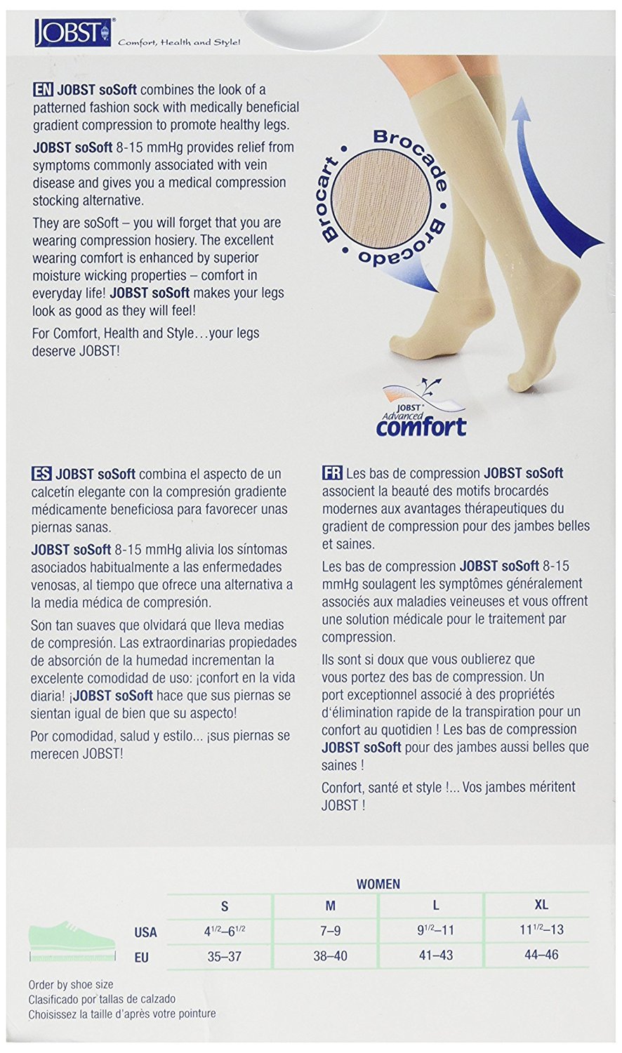 JOBST soSoft Knee High Closed Toe Ribbed Brocade Compression Stockings, High Quality, Breathable, Ex