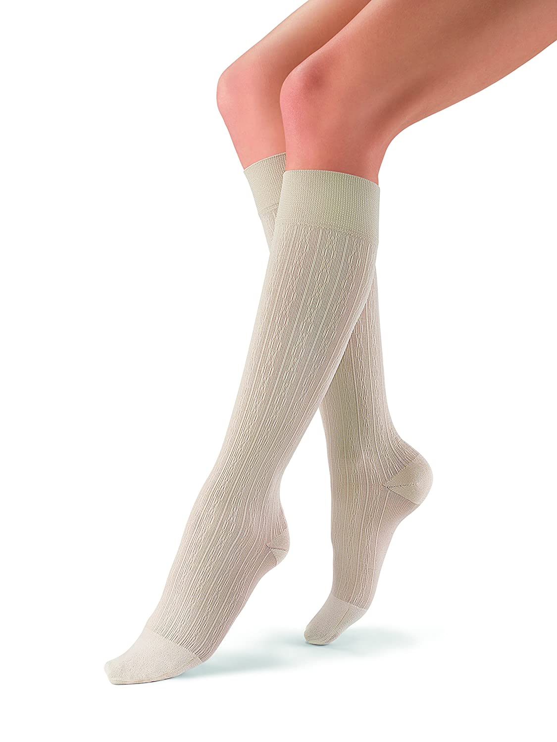 JOBST soSoft Knee High Closed Toe Ribbed Brocade Compression Stockings, High Quality, Breathable, Ex