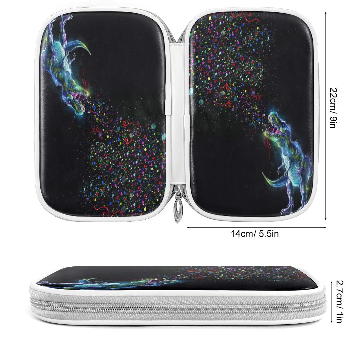 ZZKKO Animal Dinosaur Rainbow Pencil Bag Case Zipper Pencil Holder Organizer Stationary Pen Bag Cosm