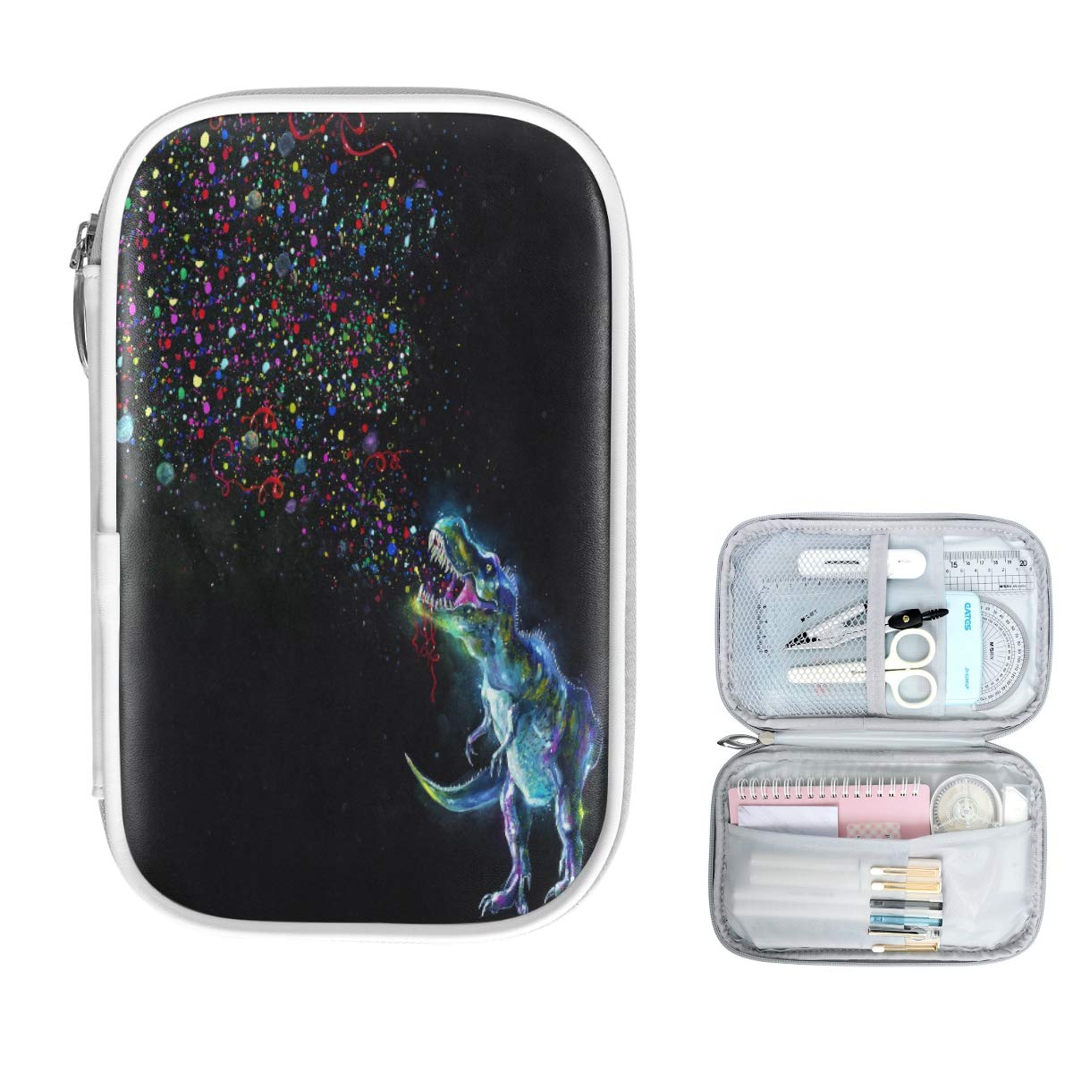 ZZKKO Animal Dinosaur Rainbow Pencil Bag Case Zipper Pencil Holder Organizer Stationary Pen Bag Cosm