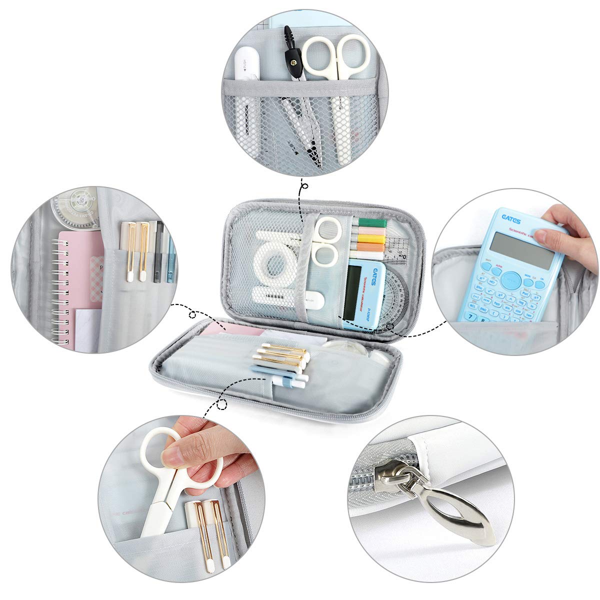 ZZKKO Animal Dinosaur Rainbow Pencil Bag Case Zipper Pencil Holder Organizer Stationary Pen Bag Cosm