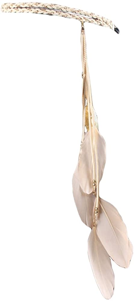 Song Qing Women Feather Leaf Tassels Braided Hippie Headband Hair Accessories